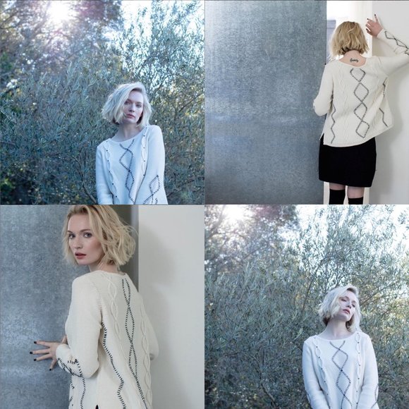 Organic Cotton Studded Cable Sweater - Picture 4 of 6